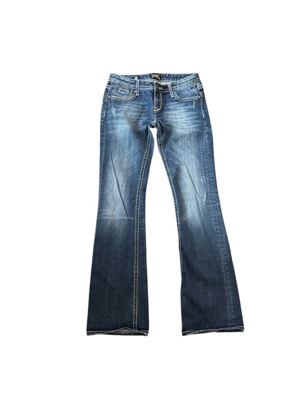 Express Women's Blue Flare Jeans - Washed Indigo
